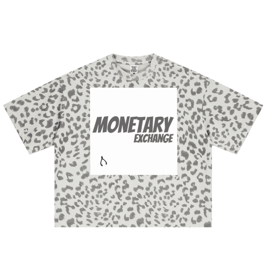 240GSM Unisex Boxy Leopard Print Heat-Transfer Loose T-shirt Gray apricot