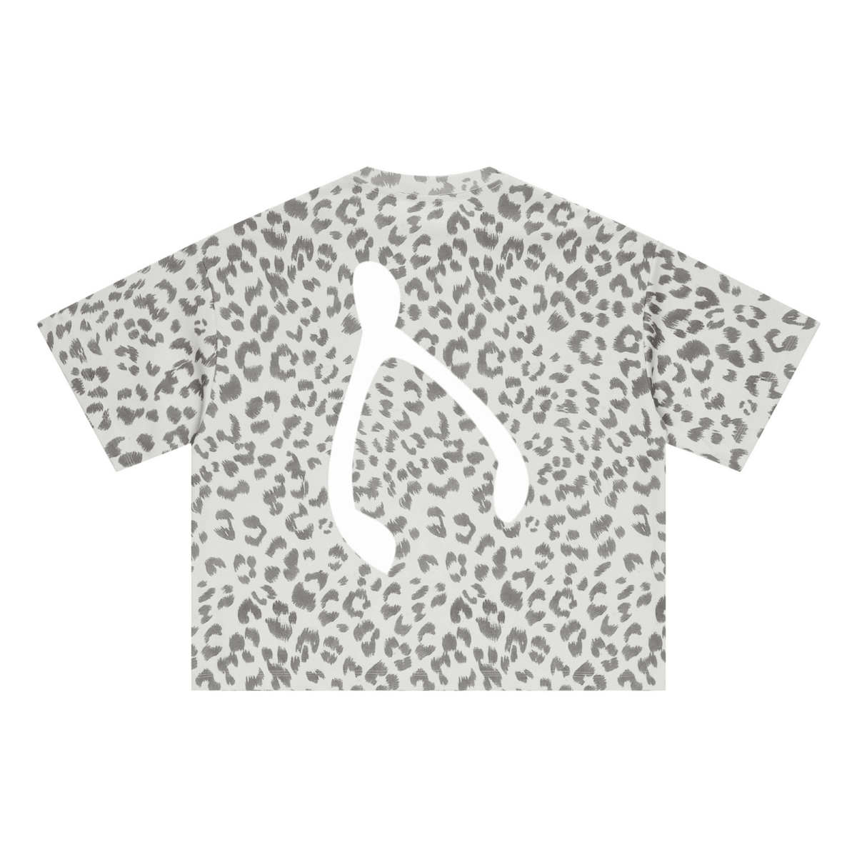 240GSM Unisex Boxy Leopard Print Heat-Transfer Loose T-shirt Gray apricot